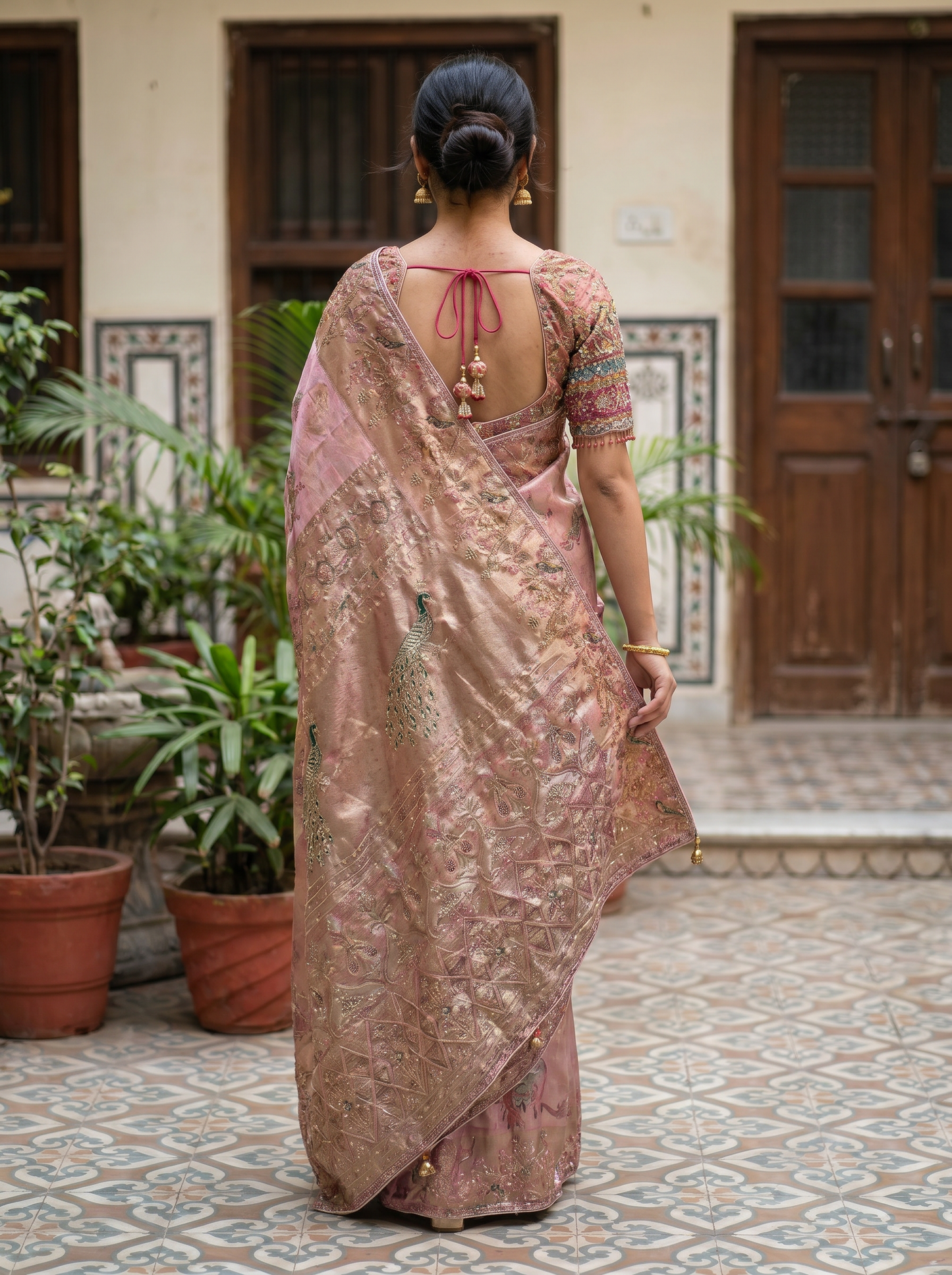Dusty Rose Designer silk saree SE315195