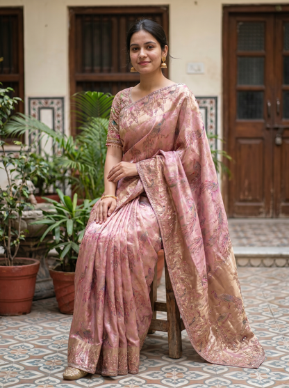 Dusty Rose Designer silk saree SE315195