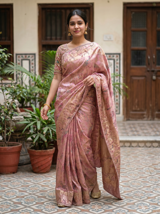 Dusty Rose Designer silk saree SE315195