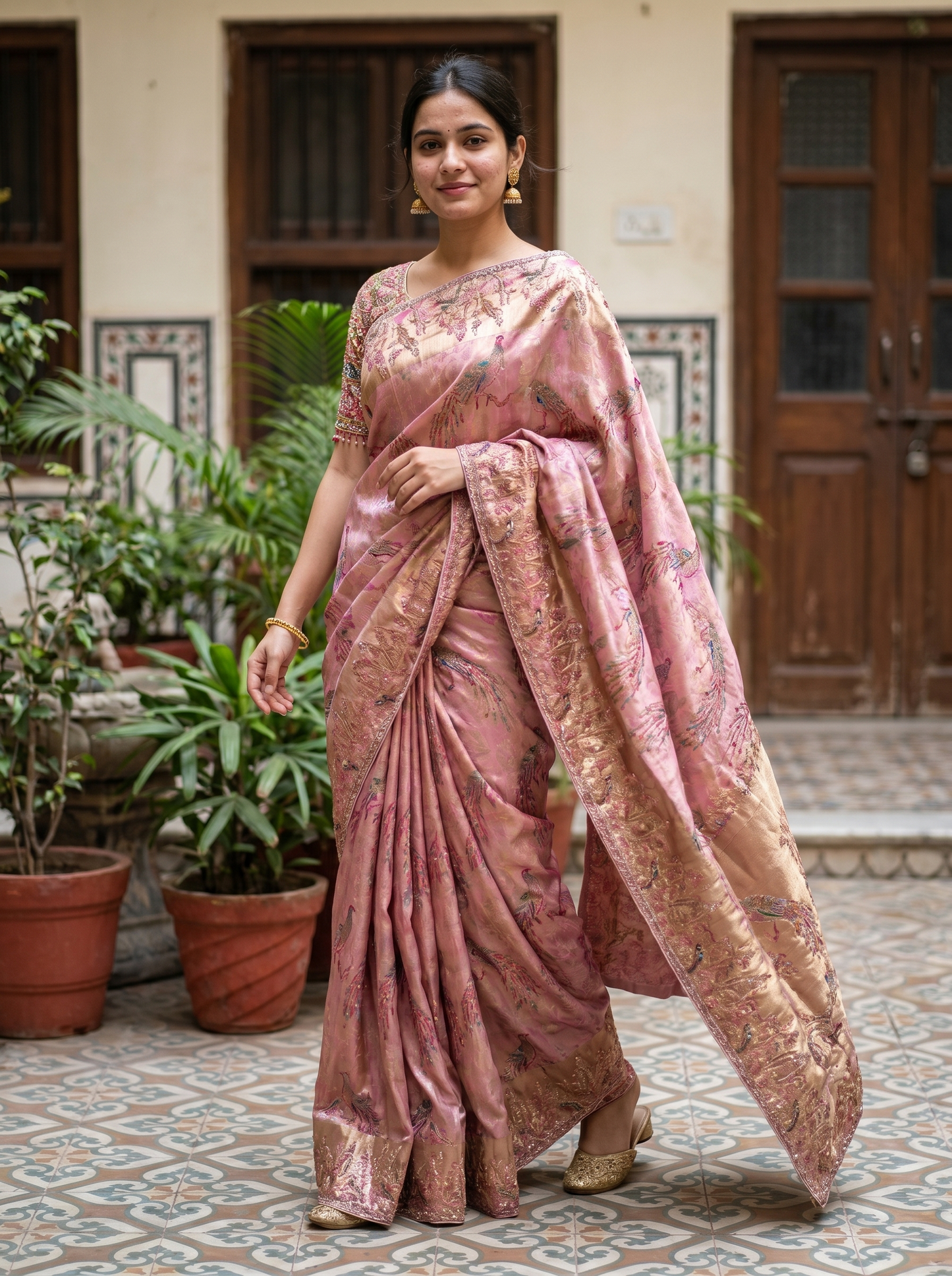 Dusty Rose Designer silk saree SE315195