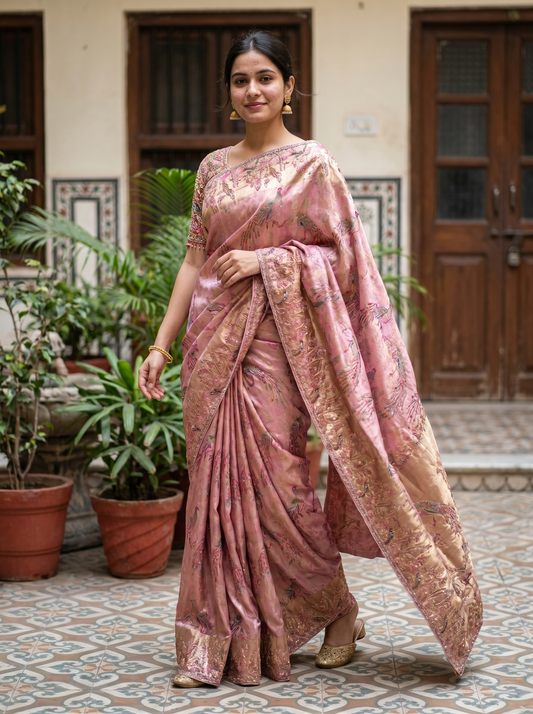 Dusty Rose Designer silk saree SE315195