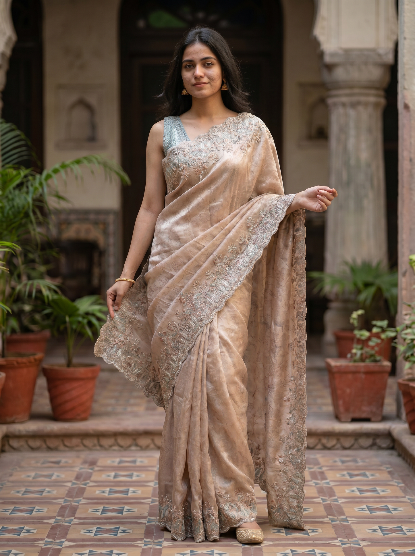 Light Peach designer Silk 249444
