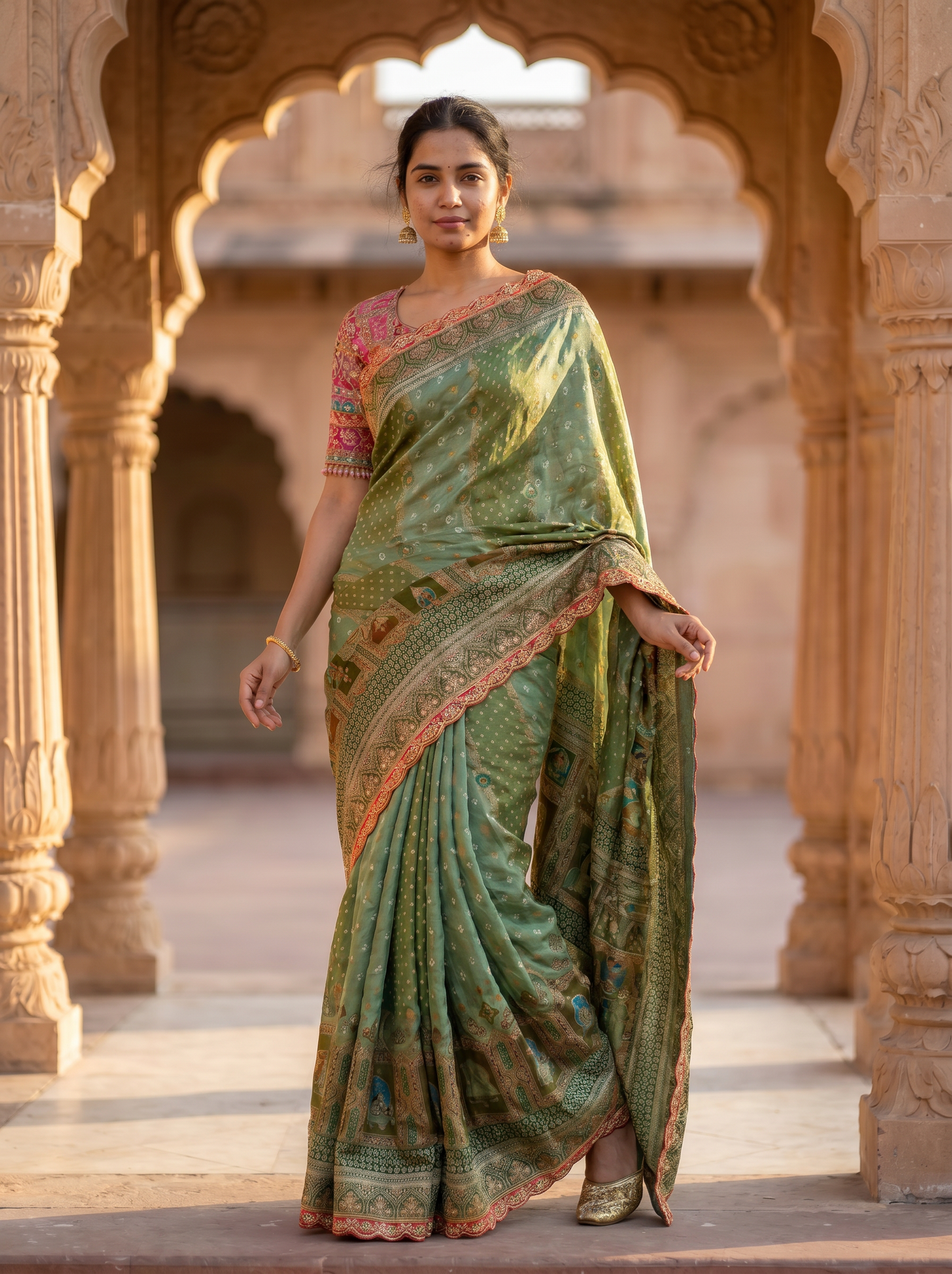 Green Bridal Designer Silk saree  SE251747