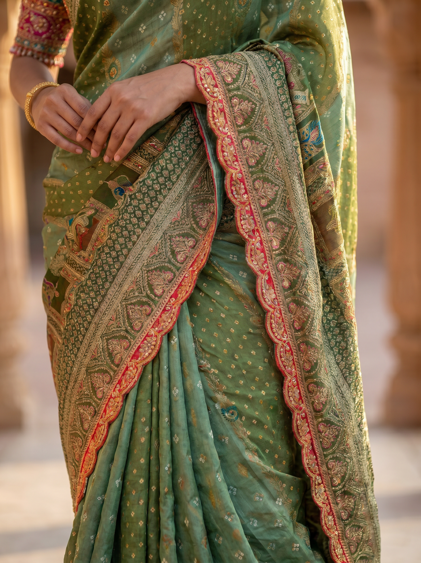Green Bridal Designer Silk saree  SE251747