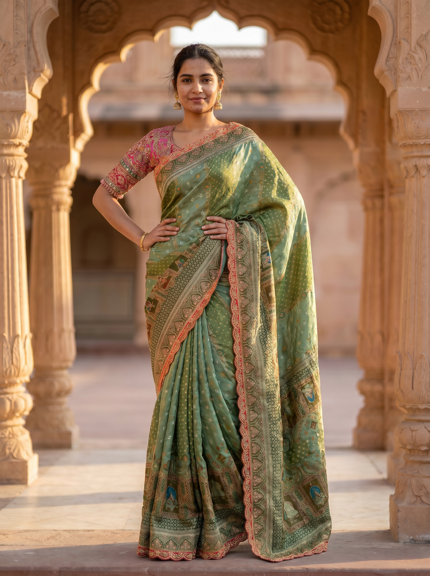 Green Bridal Designer Silk saree  SE251747