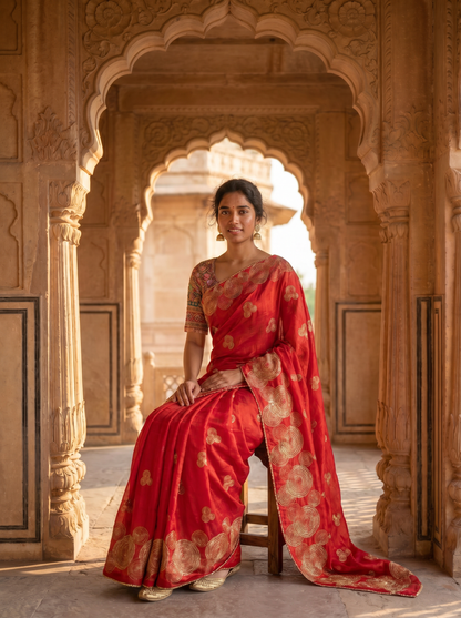 Crimson Bridal Designer Silk Saree  SE308628