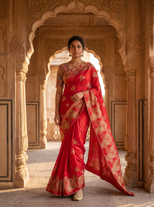 Crimson Bridal Designer Silk Saree  SE308628