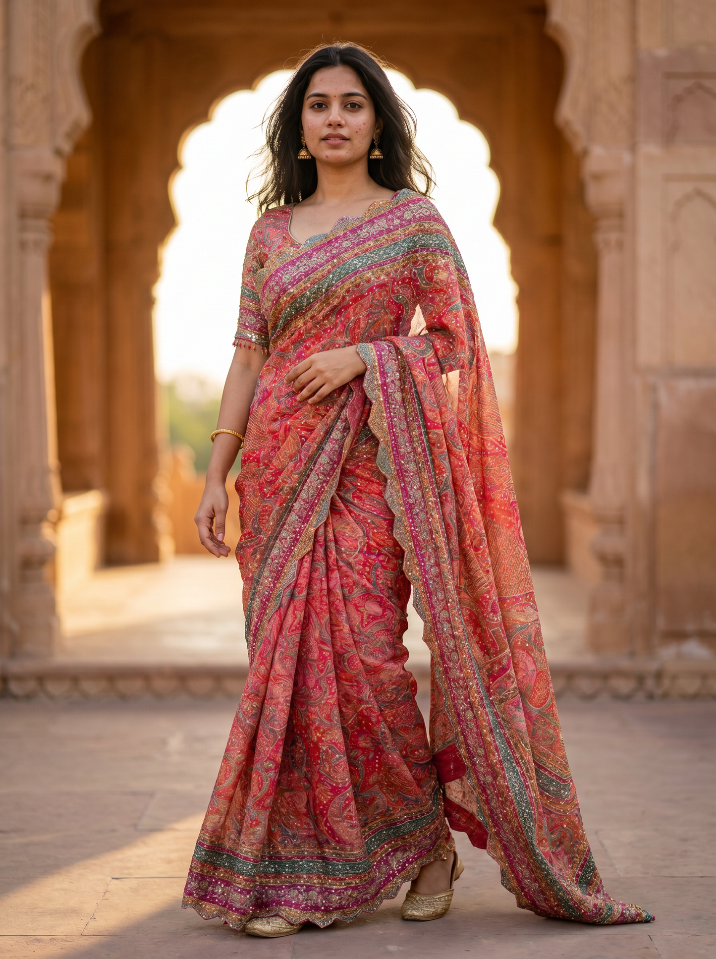 Bridal heavy hand work Silk saree SE344174