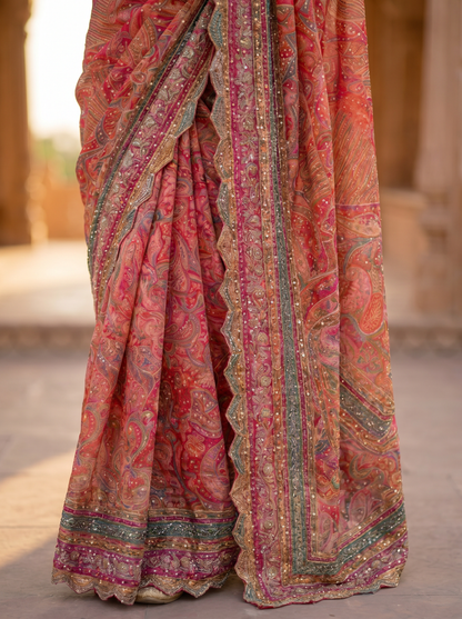 Bridal heavy hand work Silk saree SE344174
