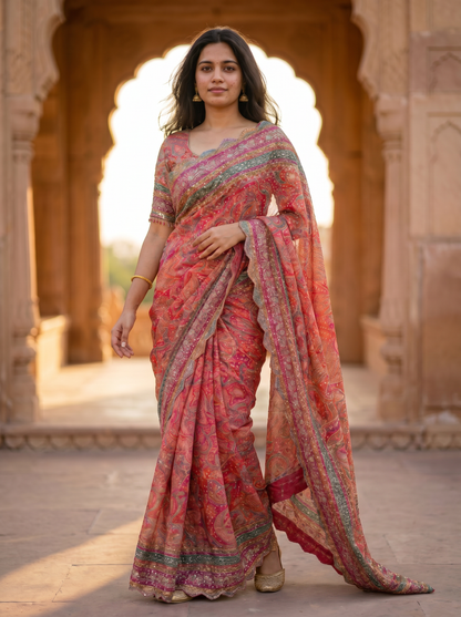 Bridal heavy hand work Silk saree SE344174
