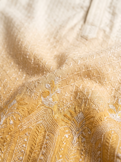 Saffron & Cream Kurta set 67092-5