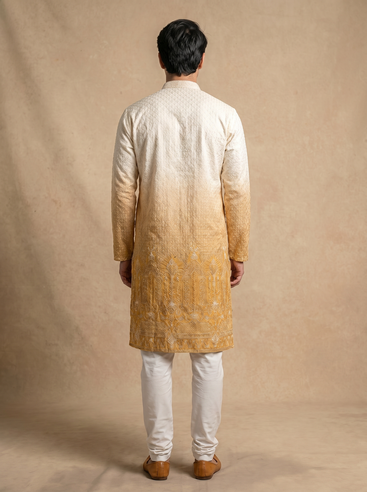 Saffron & Cream Kurta set 67092-5