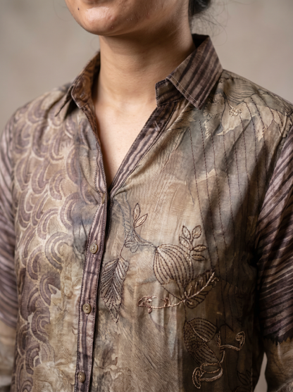 Mocha Maslen Silk Tunic   20002
