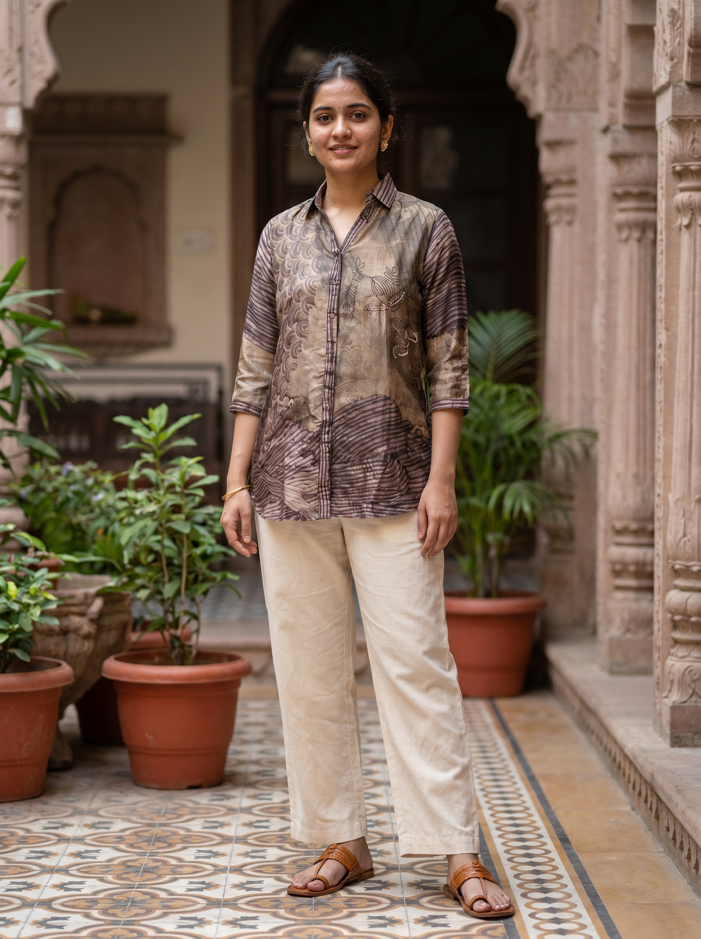 Mocha Maslen Silk Tunic   20002