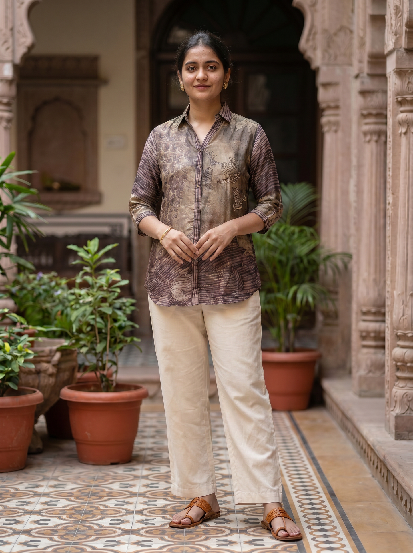 Mocha Maslen Silk Tunic   20002