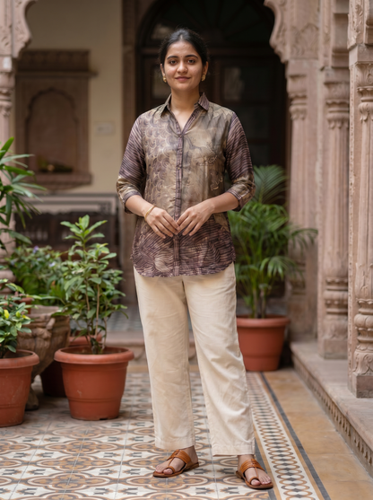 Mocha Maslen Silk Tunic   20002