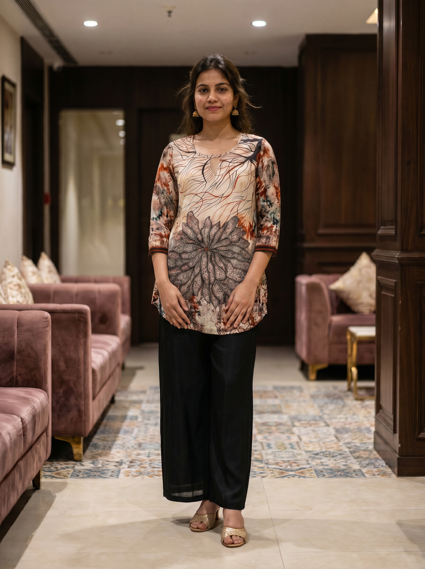 Rust Bloom Printed Tunic  20007