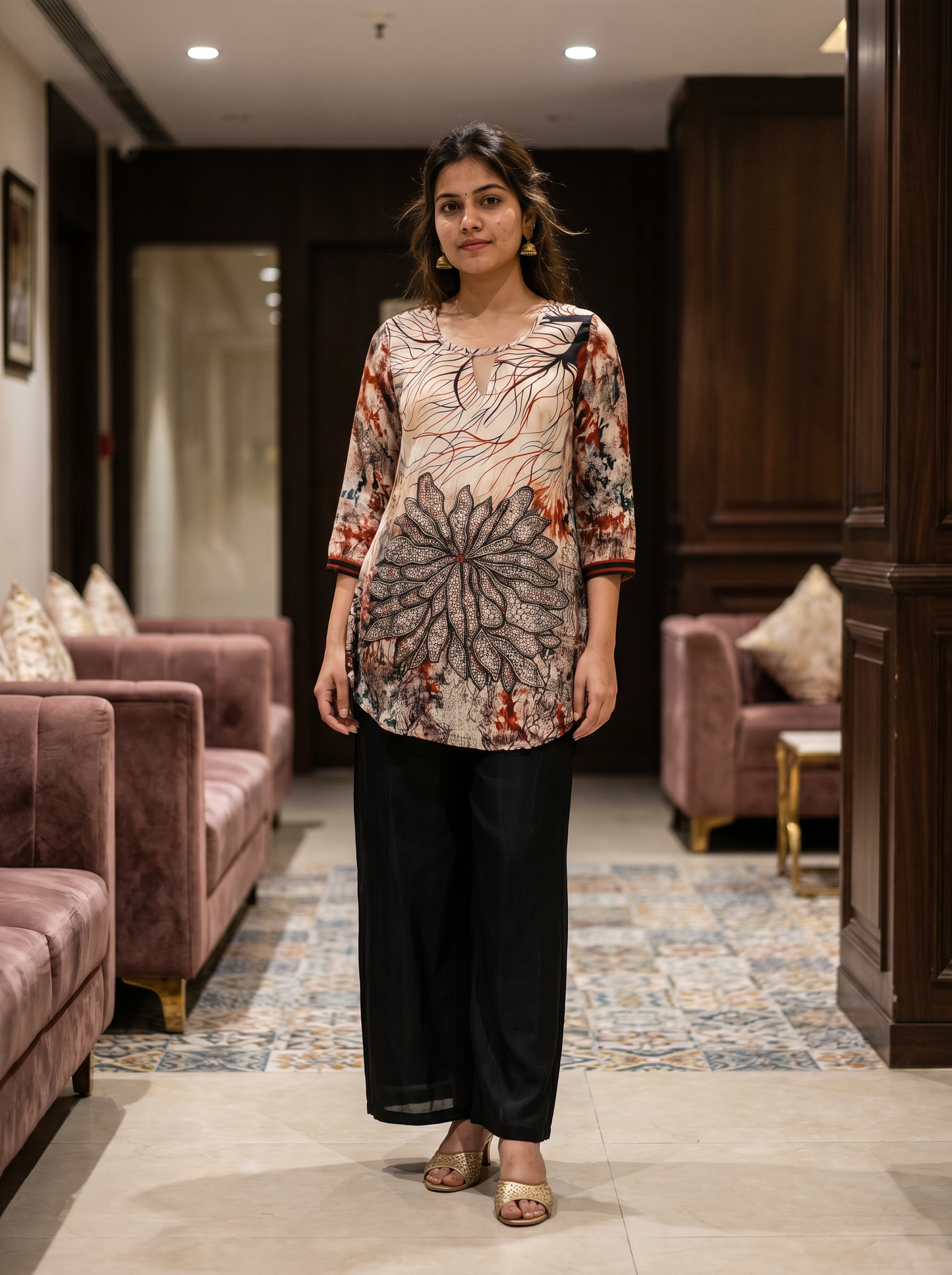 Rust Bloom Printed Tunic  20007