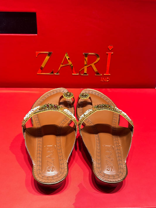 Heritage Bloom Hand-Embellished Ethnic Toe-Ring Flats