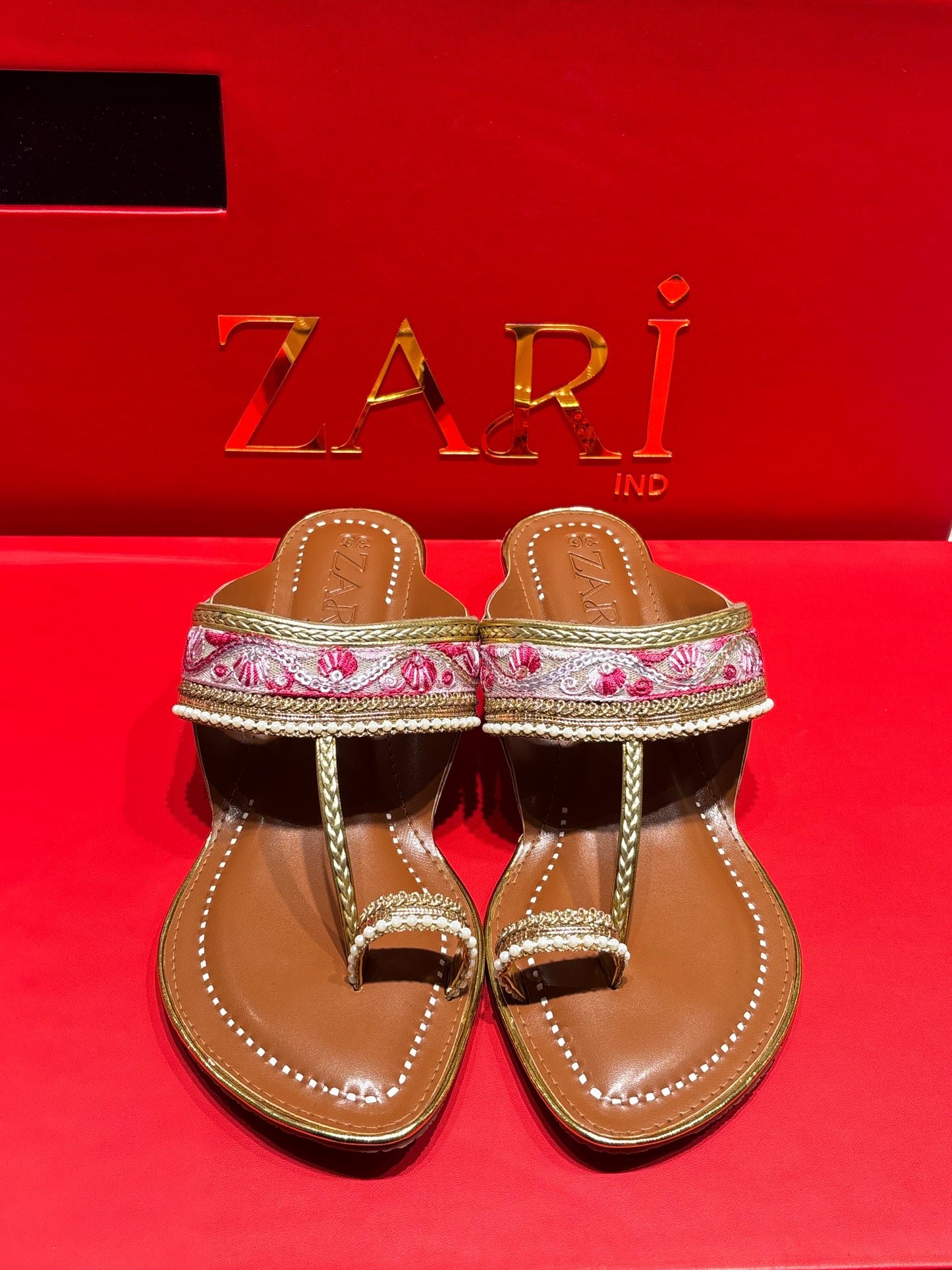Royal Bloom Pink & Gold Handcrafted Toe-Ring Sandals