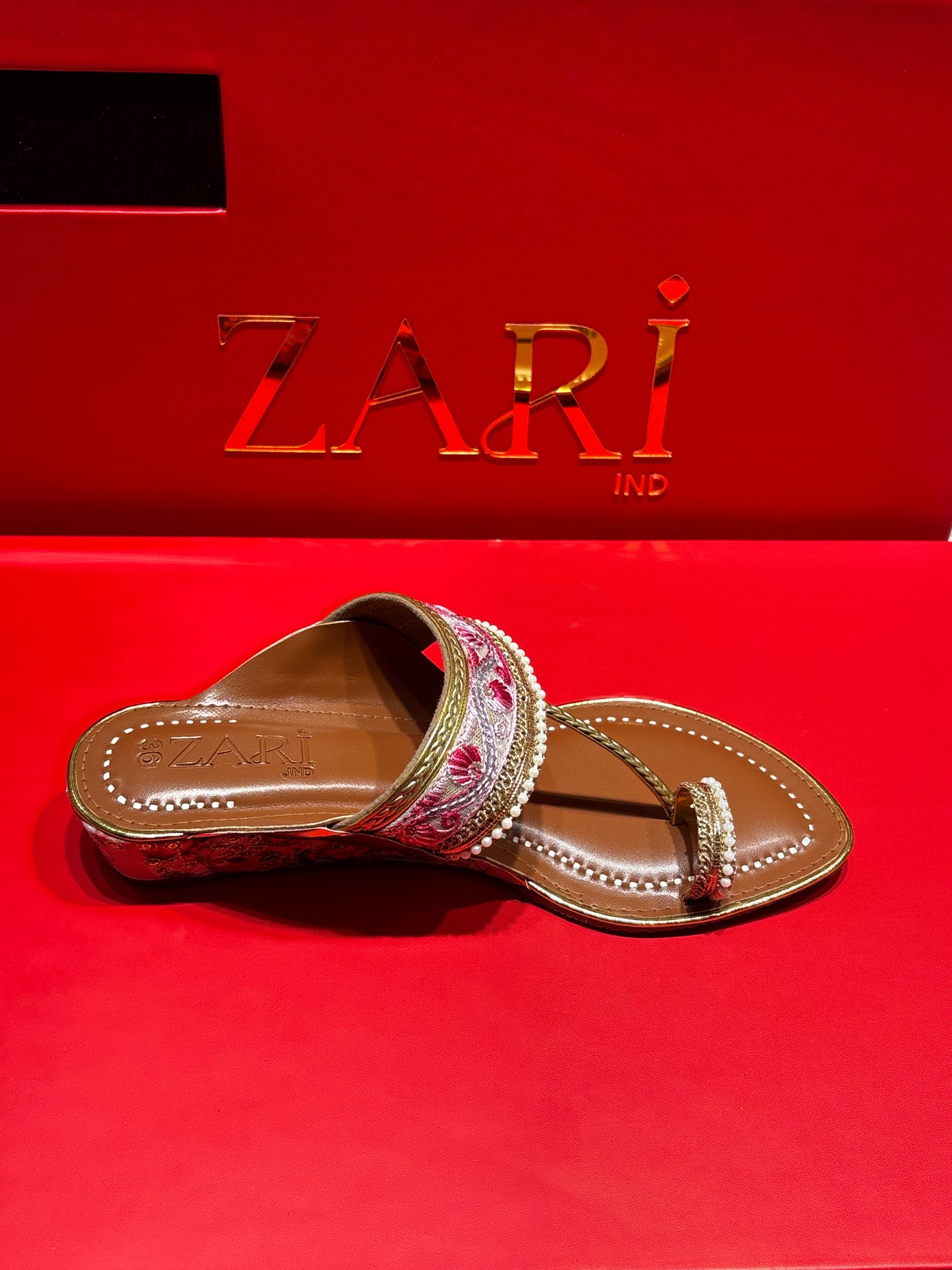 Royal Bloom Pink & Gold Handcrafted Toe-Ring Sandals