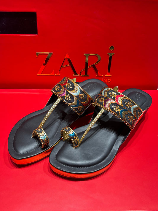 Artisan Bloom Floral Embroidered Toe-Ring Flats