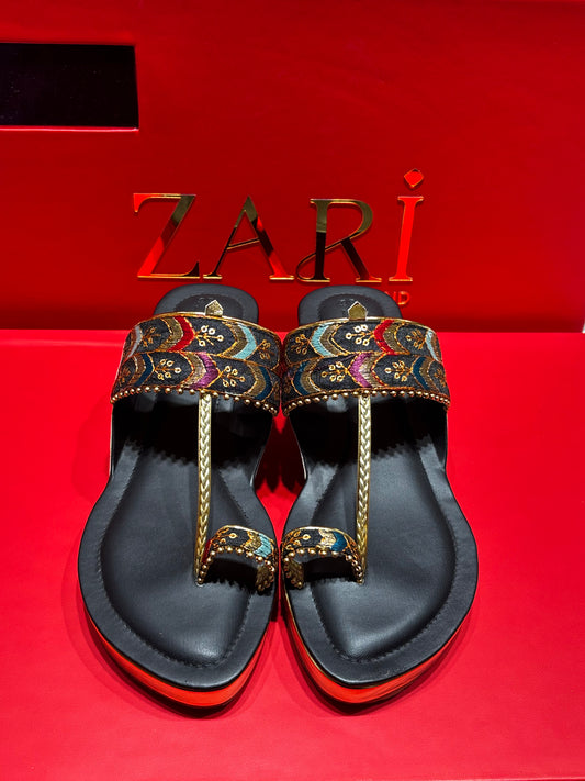 Artisan Bloom Floral Embroidered Toe-Ring Flats
