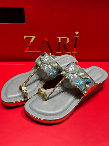 Embroidered Wedge Sandals