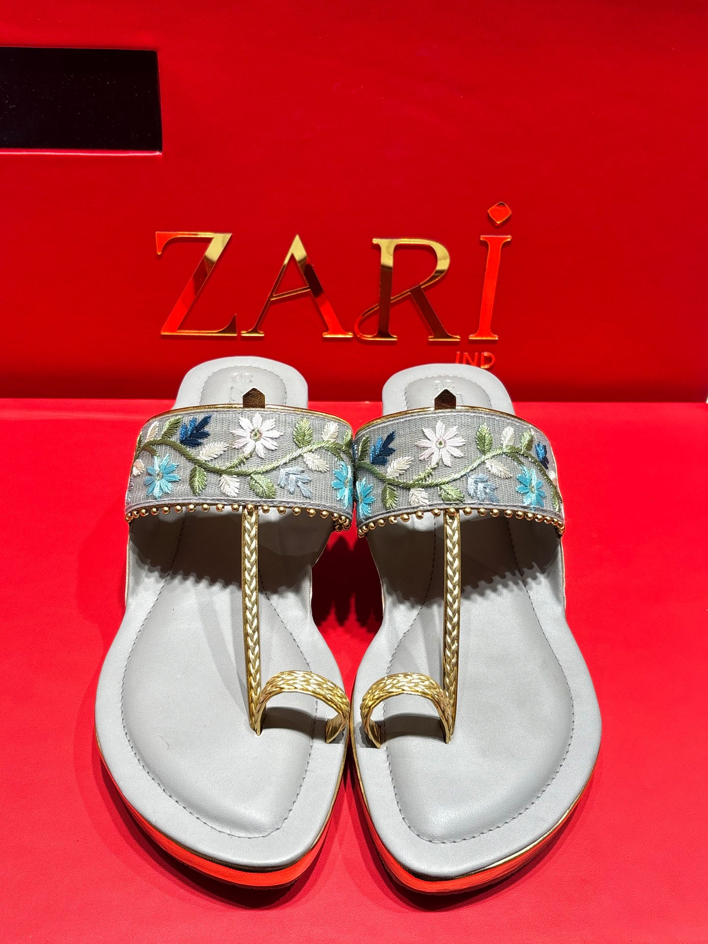 Embroidered Wedge Sandals