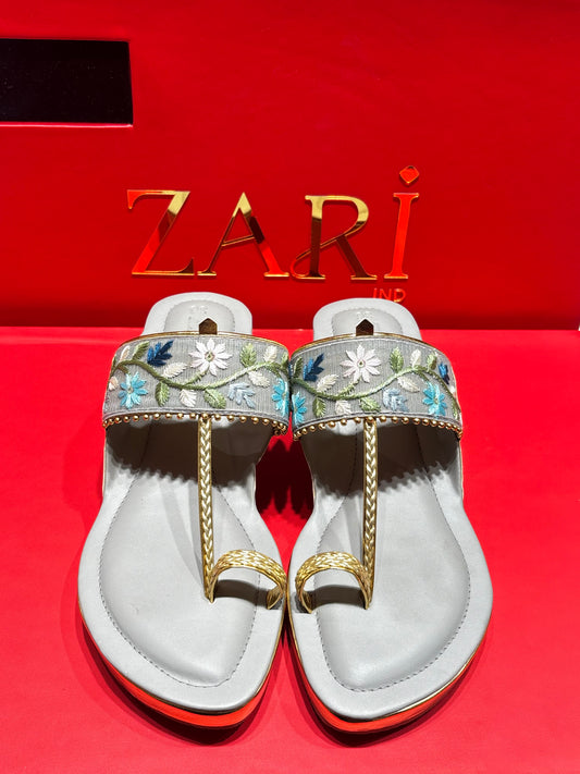 Embroidered Wedge Sandals