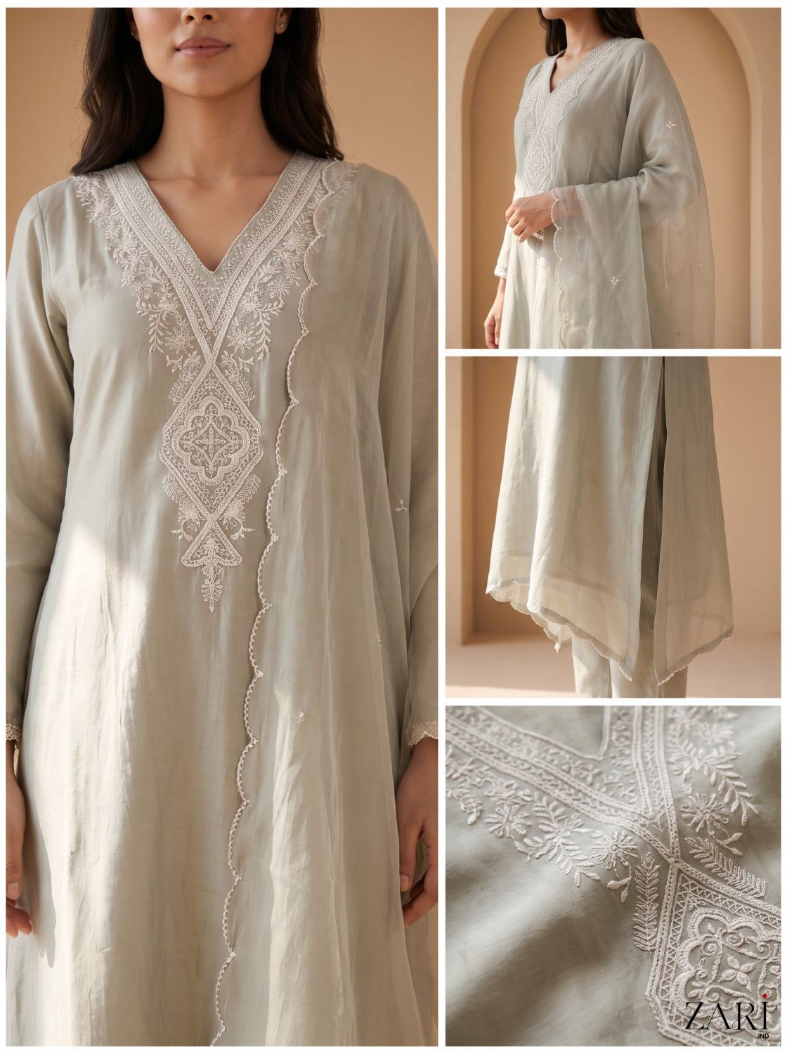 Sage Serenity Embroidered Kurta Set