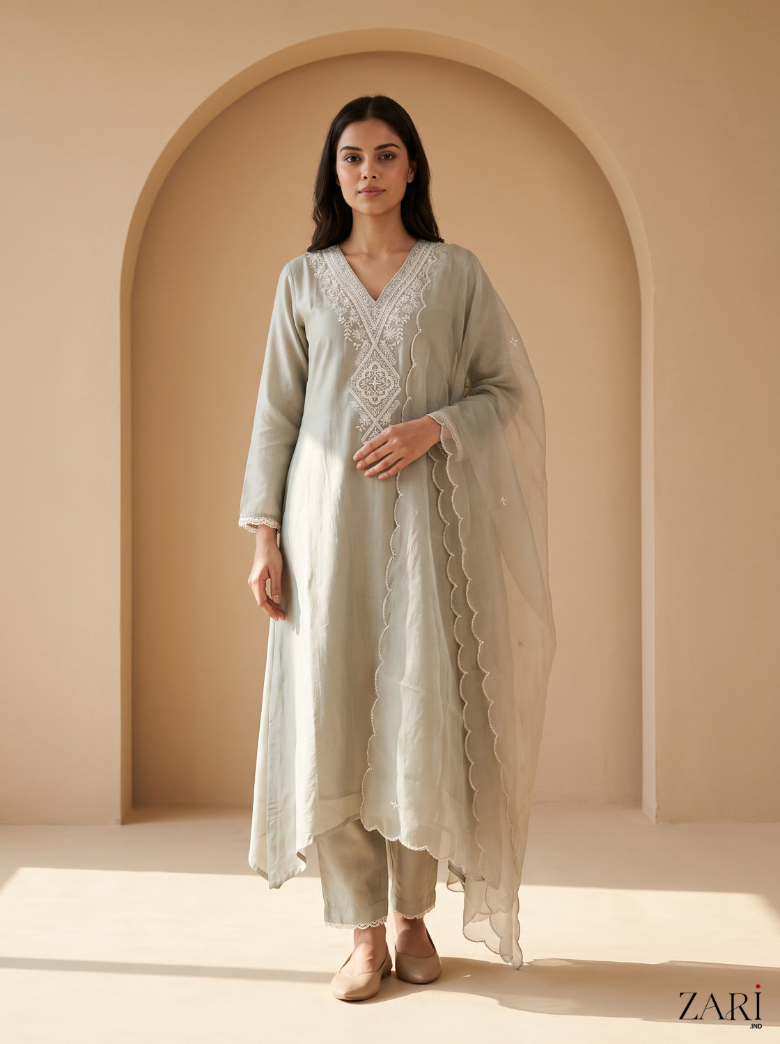 Sage Serenity Embroidered Kurta Set