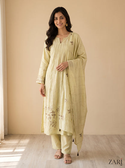Golden Floral Embroidered Suit