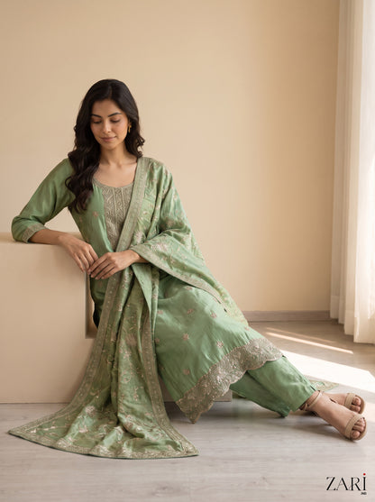 Sage Green Embroidered Suit