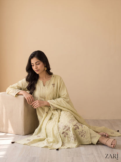 Golden Floral Embroidered Suit