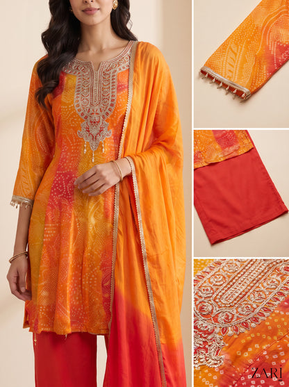 Sunset Zari Bandhani Kurta Set