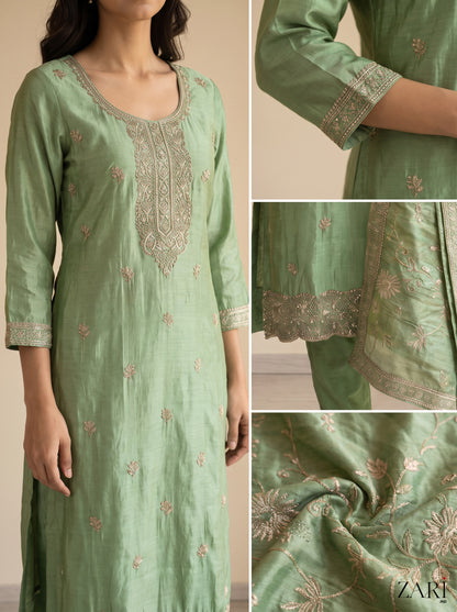 Sage Green Embroidered Suit
