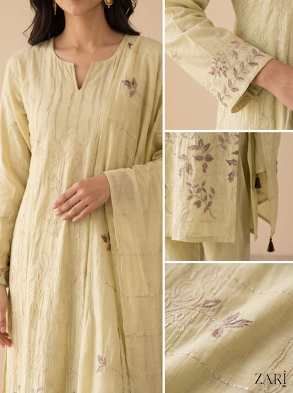 Golden Floral Embroidered Suit