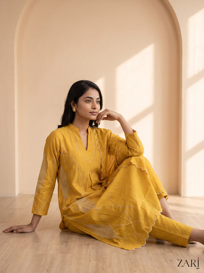 Golden Bloom Embroidered Kurta Set