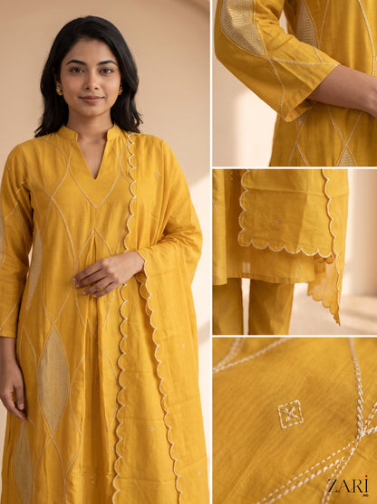 Golden Bloom Embroidered Kurta Set